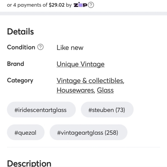 Vintage/antique‎ ribbed Steuben lampshade - Picture 8 of 8